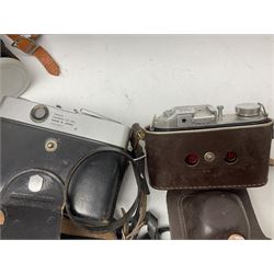 Brass telescope, together with Zenith 7 x 50 field binoculars, two polaroid cameras and other cameras and equipment 