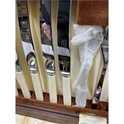 Two cased canteens of cutlery comprising Viners of Sheffield 1960s EPNS cutlery (34) and canteen of Thomas Turner of Sheffield stainless steel cutlery (24)