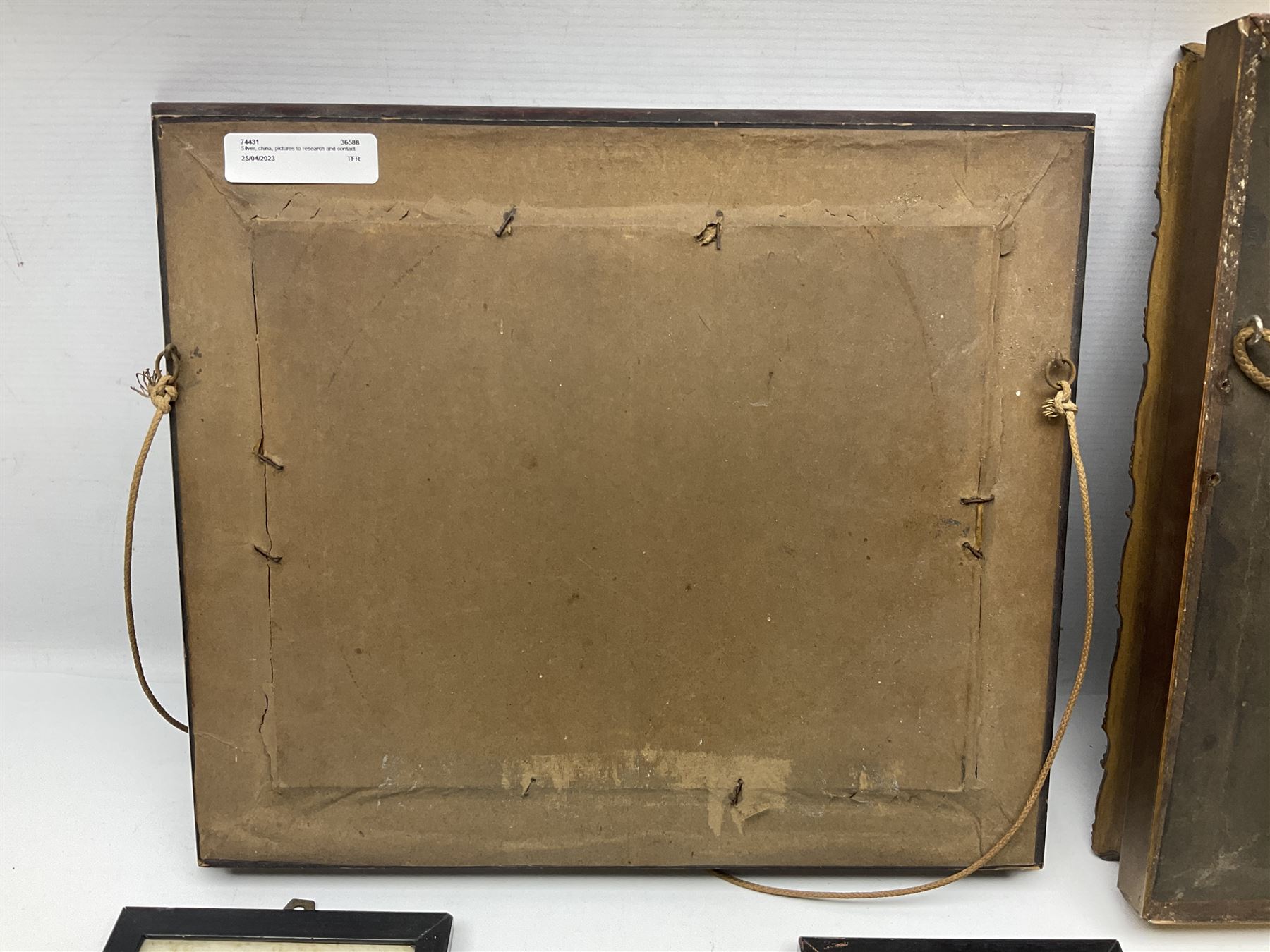 Three early 20th century full profile framed silhouettes, each signed Scot-Ford 1929, together with four hand painted portrait silhouettes and two framed crystoleums, depicting figural scenes (9), largest H35cm