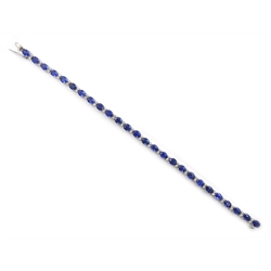 18ct white gold oval sapphire and diamond bracelet, stamped 750, total sapphire weight approx 12.00 carat