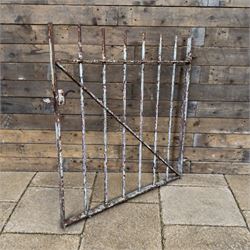 19th century wrought iron hand gate, with hinge loops and latch, in rustic white finish