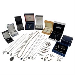 Stone set silver jewellery, including earrings, brooches, rings, necklaces and a some cost...