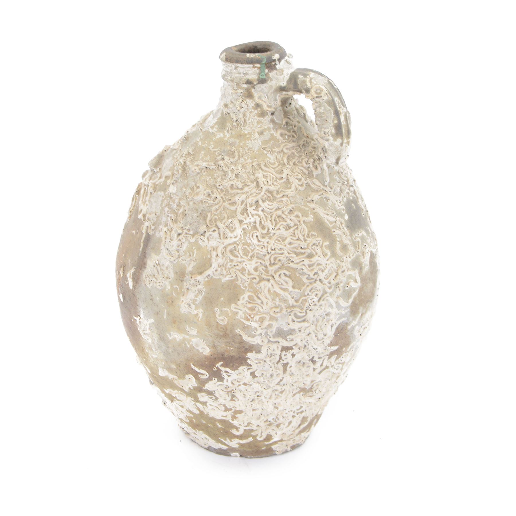 Stoneware jar, with aquatic encrustations, possibly from a shipwreck, H32cm 