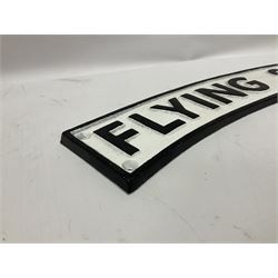 Cast iron Flying Scotsman arched type railway sign, L89cm THIS LOT IS TO BE COLLECTED BY APPOINTMENT FROM DUGGLEBY STORAGE, GREAT HILL, EASTFIELD, SCARBOROUGH, YO11 3TX