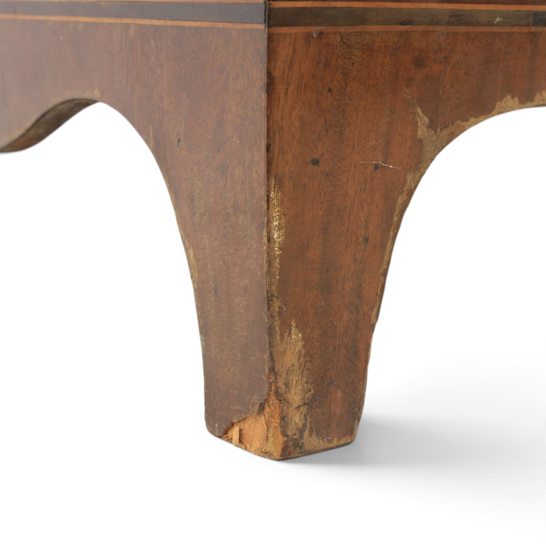 19th century mahogany chest, two short over three long drawers with brass handles, raised on shaped feet