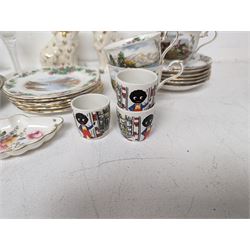 Pair of Beswick staffordshire style King Charles Spaniels, together with Royal Albert teacups, etc 