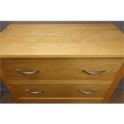  Oak chest, four drawers, stile supports, (W89cm, H112cm, D44cm) and a table top dressing mirror  