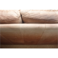  Two seat sofa upholstered in brown leather, W220cm  