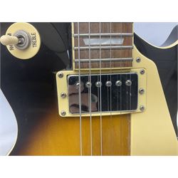 Aria Les Paul style electric guitar, no.037704CH L102cm; with amplifier, soft carrying case and stand; together with various guitar songbooks etc