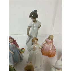Nao figure 'How Pretty', together with seven Royal Doulton figures, including Wendy and Rose, Nao figure H22cm