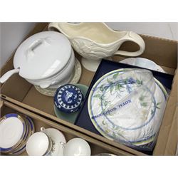 Spodes velamour twin handled mantel vase, together with Royal Doulton wash stand set, Royal Worcester coffee cans and saucers and other ceramics, in six boxes 