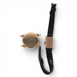 Tudor 9ct gold manual wind presentation wristwatch, Chester 1953 and an Audax 9ct gold manual wind wristwatch, on leather strap