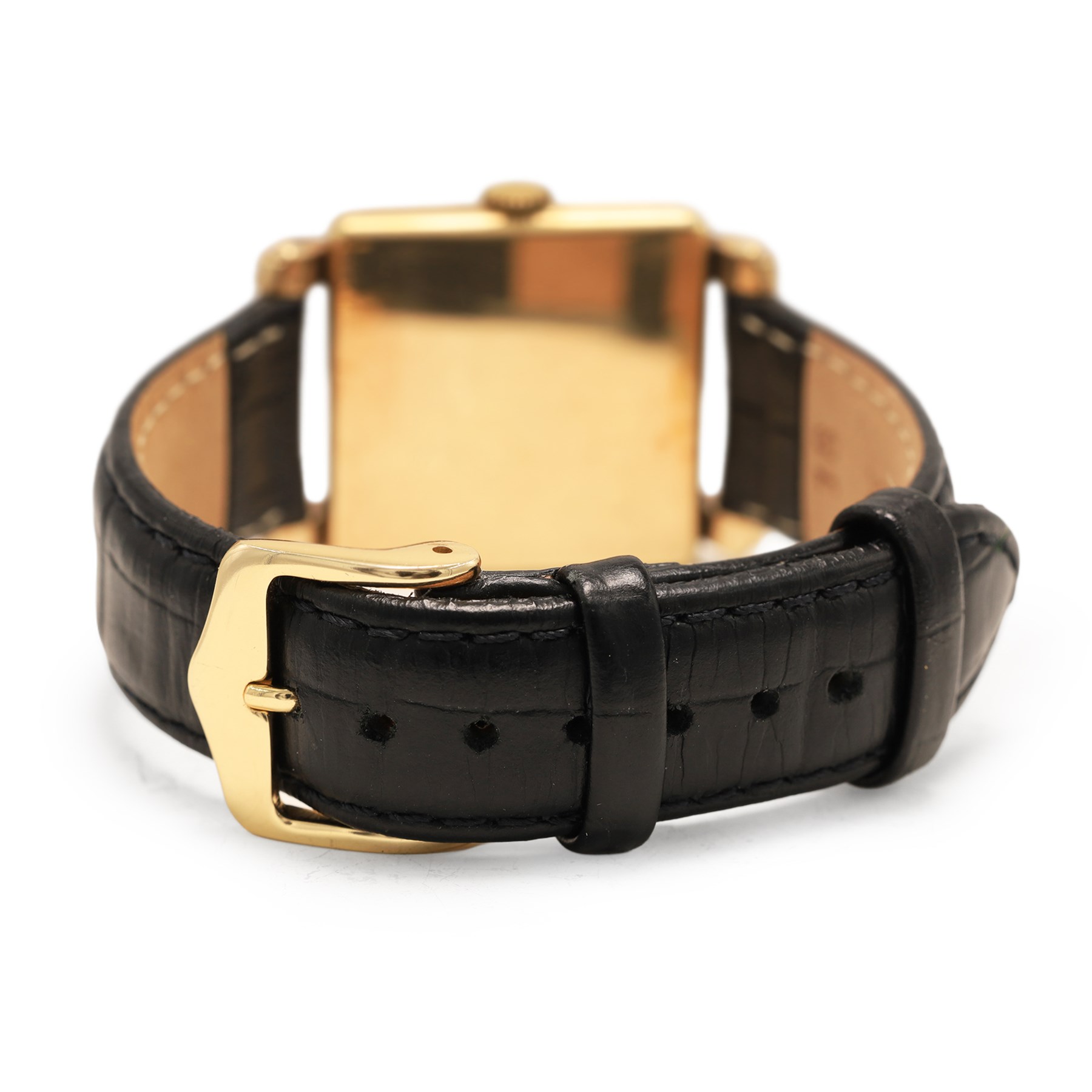 Rotary gentleman's 9ct gold manual wind wristwatch, square silvered dial with Arabic and dagger hour markers, London 1951, on black leather strap