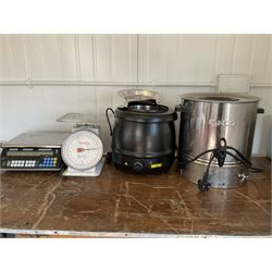 Buffalo soup kettle, two scales and a Burch water boiler (4) - THIS LOT IS TO BE COLLECTED BY APPOINTMENT FROM DUGGLEBY STORAGE, GREAT HILL, EASTFIELD, SCARBOROUGH, YO11 3TX