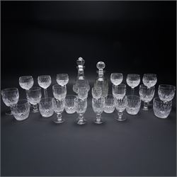 Suite of Waterford Colleen pattern table glass comprising six claret glasses, six hock gla...