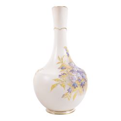 Royal Worcester blush ivory pitcher ewer jug, decorated with wisteria, puce mark to base and numbered RN13580 and 1028