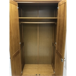 Marks and Spencer cherry double wardrobe, projecting cornice, two doors enclosing single shelf and hanging rail, shaped plinth base, W103cm, H196cm, D60cm 