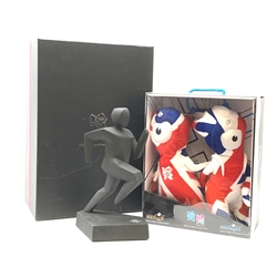 A 2012 London Olympics Royal Doulton black bisque porcelain figure of a runner, in original box, together with Special Edition Olympic Mascot 'Wenlock' in original packaging. 