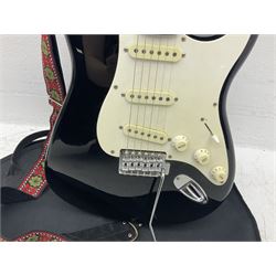 Fender Squier Strat Affinity six-string electric guitar with 20th anniversary plaque verso, serial no.CY20815325 L99cm; in soft carrying case