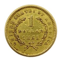  1851 gold 1 dollar coin  