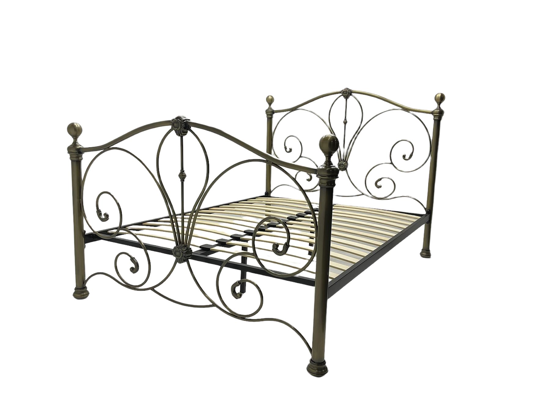 Bronze finish metal 4’ 6” double bedstead