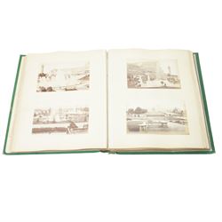 Late Victorian photograph album and contents with Irish and other subjects including Fortescue Stephenstown House and estate with figures etc, Clifton College students 1876, military scenes etc approx 110 photographs