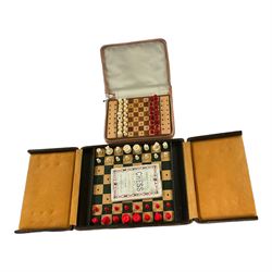 Lindop travelling chess set, and another similar, the latter containing ‘The Pocket Guide to Chess’ by Cavendish, fifth edition