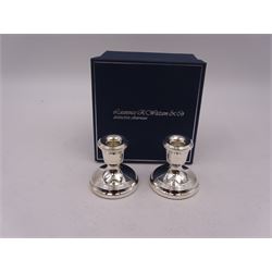 Pair of modern silver miniature candlesticks, hallmarked L R Watson, Birmingham 2006, boxed, H4.5cm