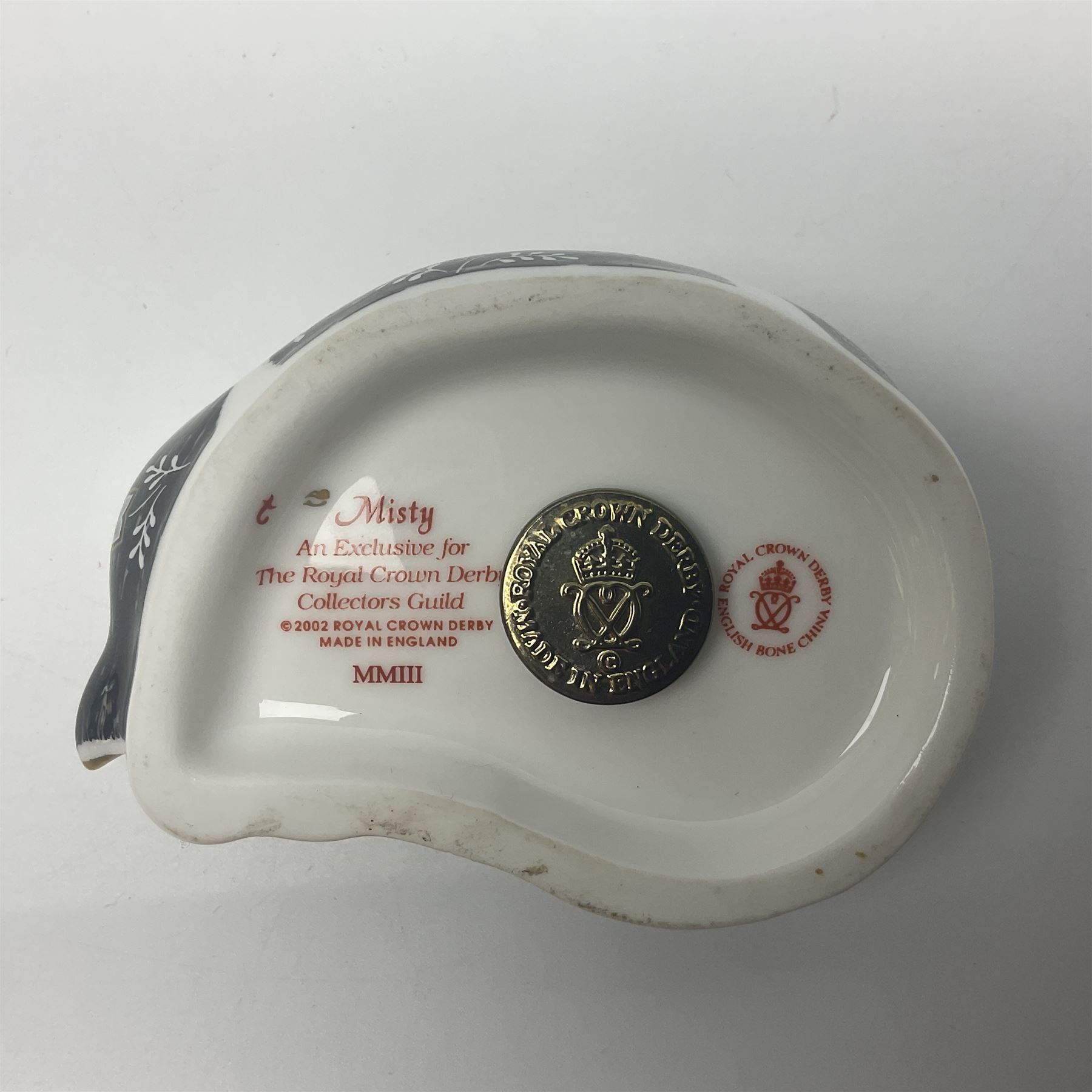 Royal Crown Derby paperweight, Misty, Royal Crown Derby Collectors Guild exclusive, with gold stopper, H3.5cm