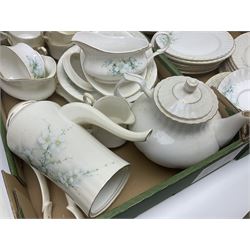 Royal Stafford part tea and dinner wares, to include cafetiere, sauce boat, coffee pot, teapot, cups and saucers, eight dinner plates, seven side plates, bowls, etc, together with Tuscan Love in the Mist pattern tea wares, etc, in three boxes