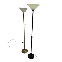 Wrought metal uplighter standard lamp (H181cm), and another standard lamp (untested)