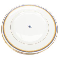 Royal Grafton Butterfly pattern tea and dinner wares for six, 
 comprising dinner plates, teacups and saucers, side plates and dessert plates, designed by The David Linley Co for Mappin & Webb