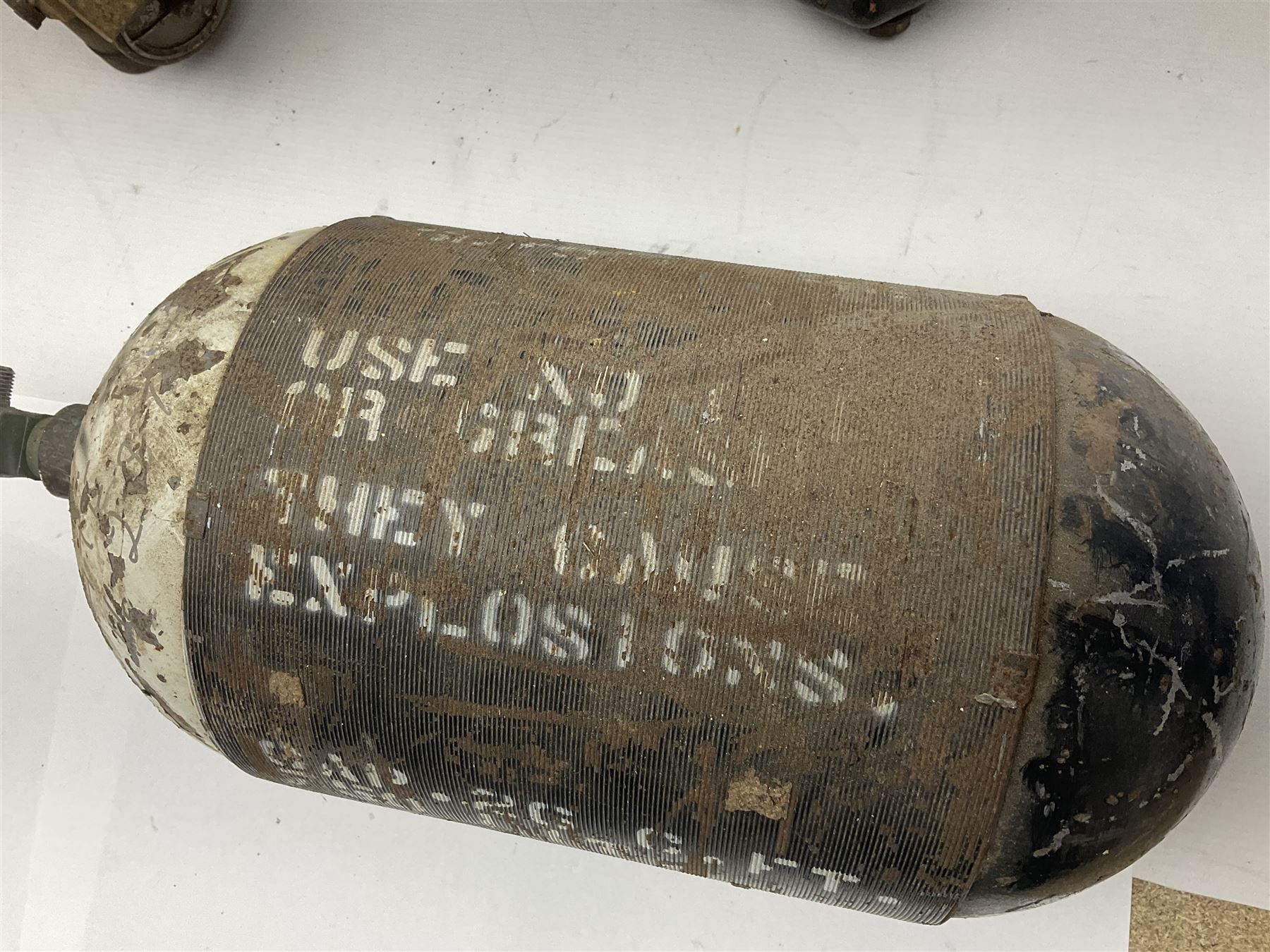 Three RAF light switches, together with military oxygen canister, batteries, gages etc  