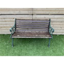 Cast metal and wood slatted garden bench - THIS LOT IS TO BE COLLECTED BY APPOINTMENT FROM DUGGLEBY STORAGE, GREAT HILL, EASTFIELD, SCARBOROUGH, YO11 3TX