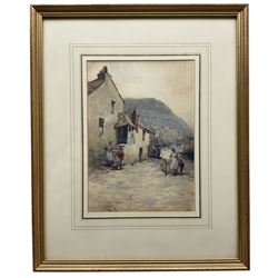 Herbert Edward Butler (British 1861-1931): Fisherfolk and Children at Polperro, watercolour signed 25cm x 17.5cm