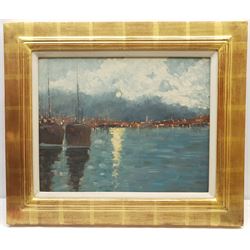 Impressionist School (20th century): Moonlit Harbour, oil on board unsigned 39cm x 49cm