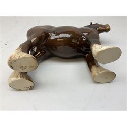 Six Beswick figures of bay horses, including large hunter no.1734, Shire horse no.818, horse with tucked head no.1549, etc (6)