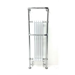 Cast Iron column radiator and towel rail in chrome and white finish 