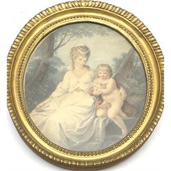 Thomas Cheesman (British 1760-1834) after Angelica Kauffmann (Swiss 1741-1807): 'Lady Charlotte Compton - Marchioness Townshend  with her son George Townshend', oval engraving 32cm x 26cm