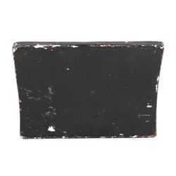 British Home front; blackout light cover, together with a wartime deco plaster plaque Roosevelt V Churchill, plaque H16cm, L20cm