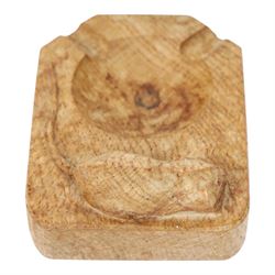 Mouseman - oak ashtray, of rectangular form with canted corners, with carved mouse signature, by the workshop of Robert Thompson of Kilburn
