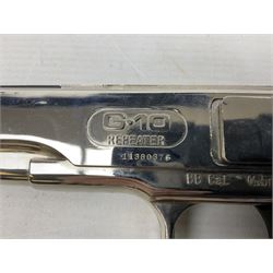 G-10 .177 20-shot BB Repeater air pistol with deluxe nickel plated finish; boxed with instructions