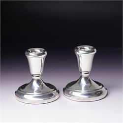  Pair of silver dressing table candlesticks with circular bases H9cm Birmingham 1993 Maker...