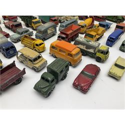 Lesney - approximately forty nine unboxed and playworn die-cast models of various scales with examples from the ‘Matchbox Series’ such as Mercedes Truck No.1, Mercedes Benz ‘Binz’ Ambulance No.2, Stake Truck No.4 etc; further models to include ‘Models of Yesteryear’ 1910 Benz Limousine Y-3, Bedford 7 1/2 Ton Tipper Van No.2, Ford Anglia No. 7 etc 