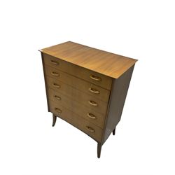 Mid-20th century walnut five drawer chest