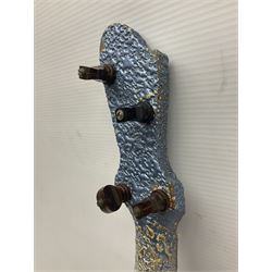 John Grey & Sons banjolele with unusual all over mottled blue and silver textured finish L57cm; in carrying case