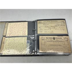 Postal history including air mail, telegrams, covers with 'Privy Purse Buckingham Palace' stamp, first day covers etc, housed in two ring binder folders