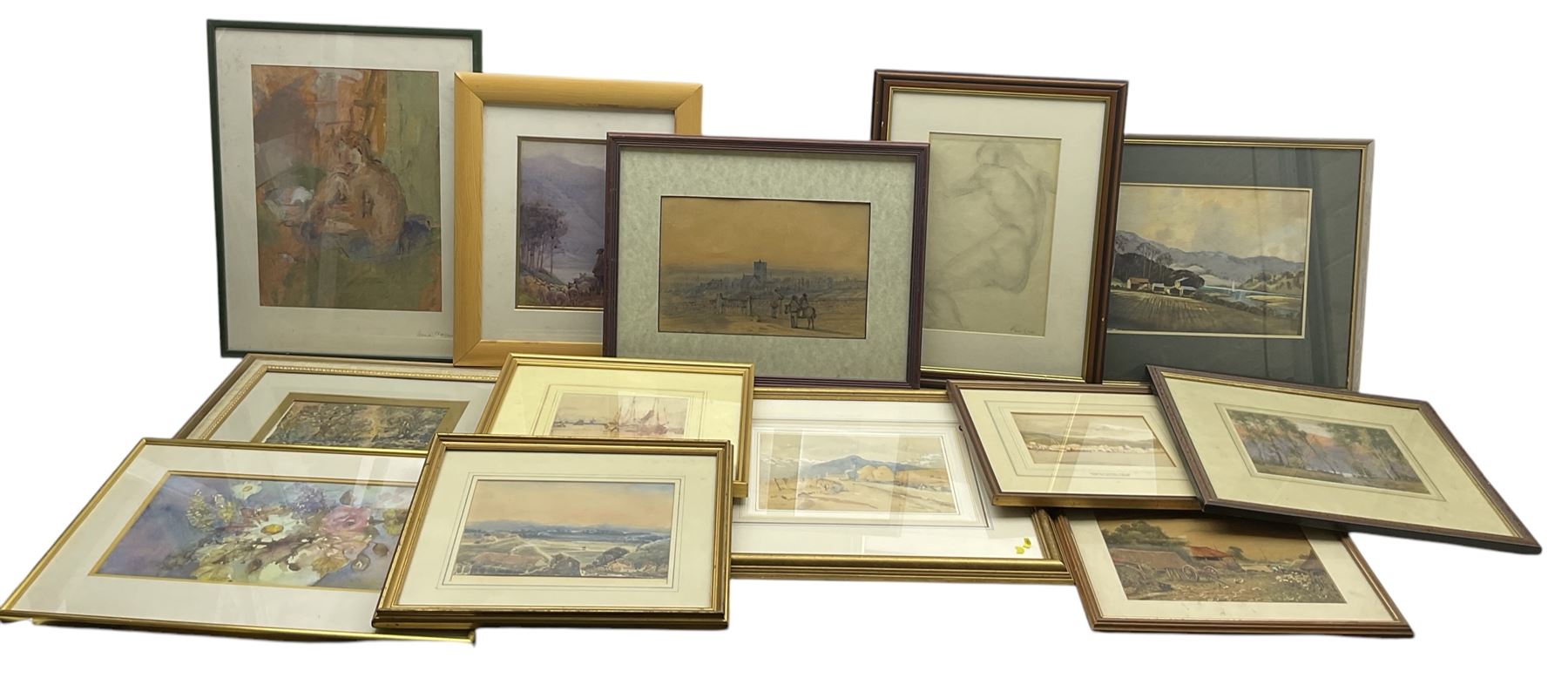 Collection of original watercolours, artists to include Joseph Haslam Hawkswoth (British 1827-1908), Norman Wilkinson, Moffat Peter Lindner (British 1852-1949), Albert Charles Dodds, Miller Smith etc (13)