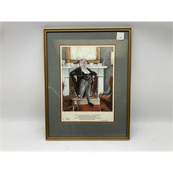 After Tony Kentuck set four courtroom cartoon prints, together with vintage reproduction of 19th Century advert, and further cartoons and prints (15)