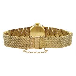 Bueche Girod 9ct gold ladies manual wind bracelet wristwatch, with diamond set bezel, London 1968